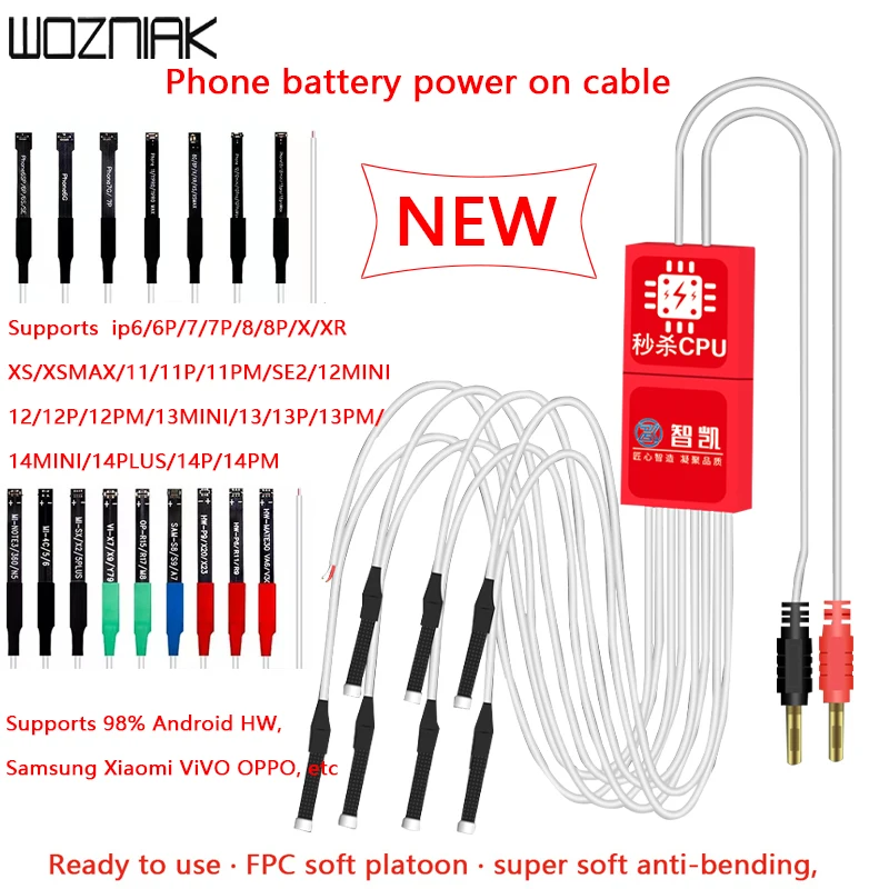 Wozniak Boot Power Cable for iPhone 6-14pro max 98% Android DC Power Supply Test Cable Battery Charging Activation Cable