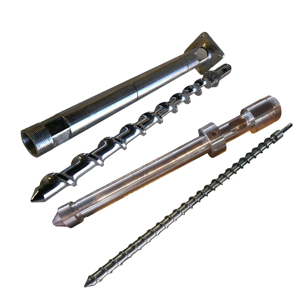 Custom-made micro screw barrels for desktop injection molding machines SACM645 38CrMoAIA Stainless steel screw nitrided quenched