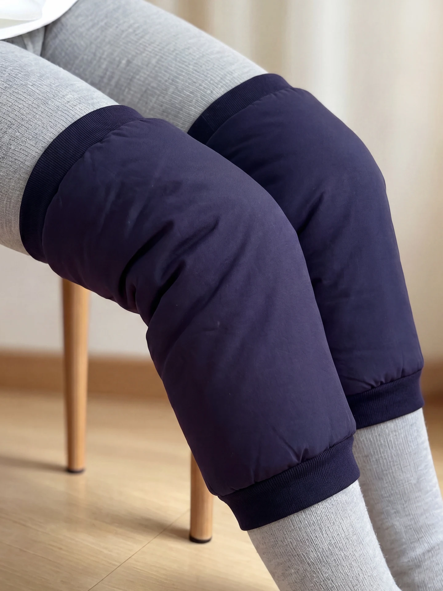 純綿膝パッドユニセックス膝保護関節痛緩和ニット寝間着女性用スタイルホームコンフォート冷却ルーム保温