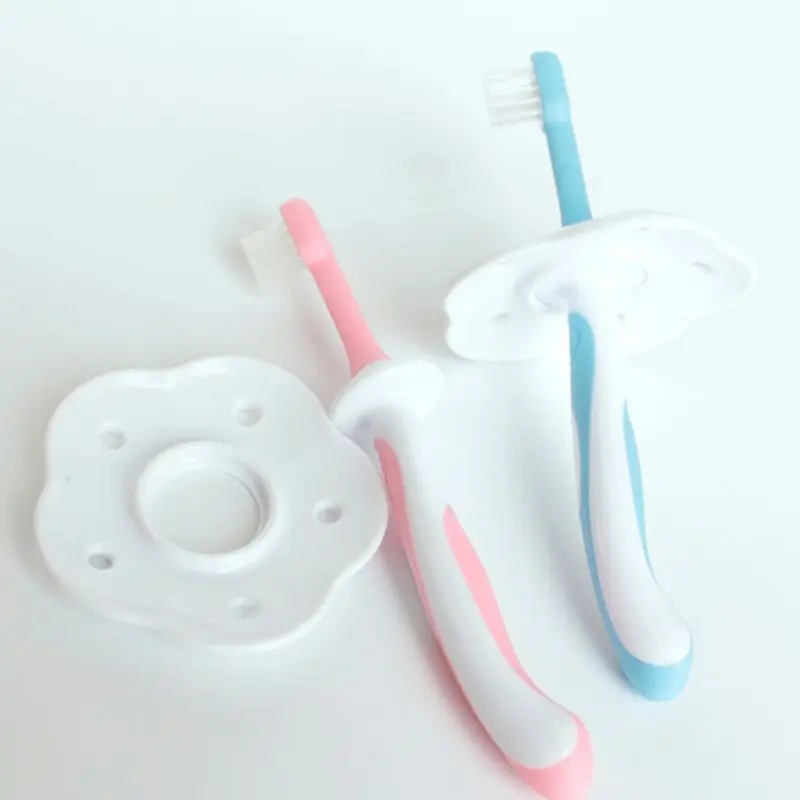 Nowborn Toothbrush Teething Ring Tongue Cleaner Scraper Blue Pink Green