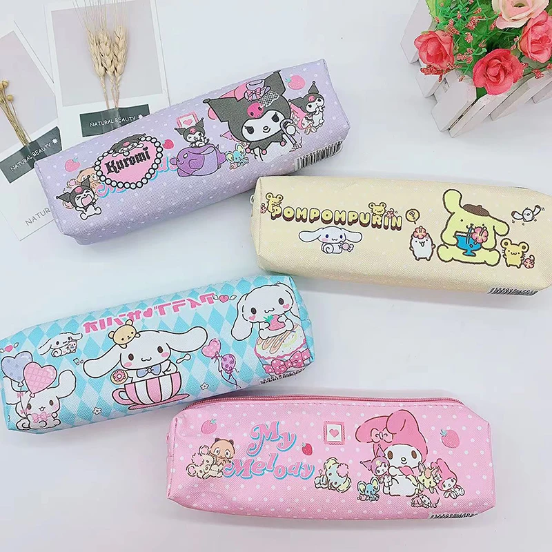 Kawaii Cinnamoroll Kuromi My Melody Sanrio tempat pensil pena tas penyimpanan kosmetik lucu perlengkapan siswa hadiah alat tulis