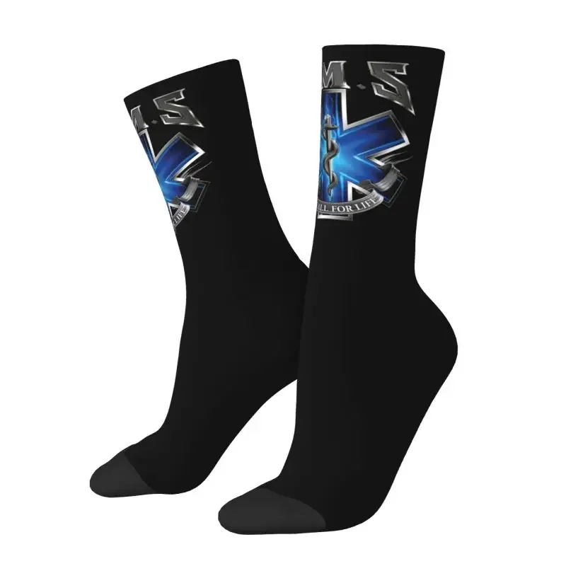 

Ems Star Of Life Dress Socks Men's Women's Warm Fashion Novelty Emt Crew Socks