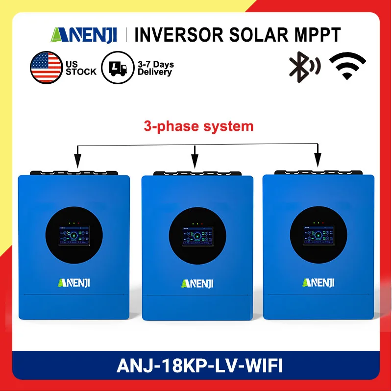 

18KW 48V 3-phase off grid inverter 110/120V pure sine wave MPPT solar charging 425VDC hybrid inverter with built-in WiFi