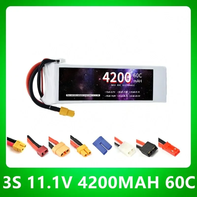 11.1V 4200mAh 3S 60C Lithium Battery for RC Car Boat Airplane Drone Grade A Cell  With XT60 Deans T XT90 EC5 11.1V Battery