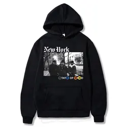 Rapper Nas N.Y. State of Mind Graphic Print Hoodie Men Hip Hop Fashion Vintage Hoodies Clothing Male Casual Oversized Sweatshirt