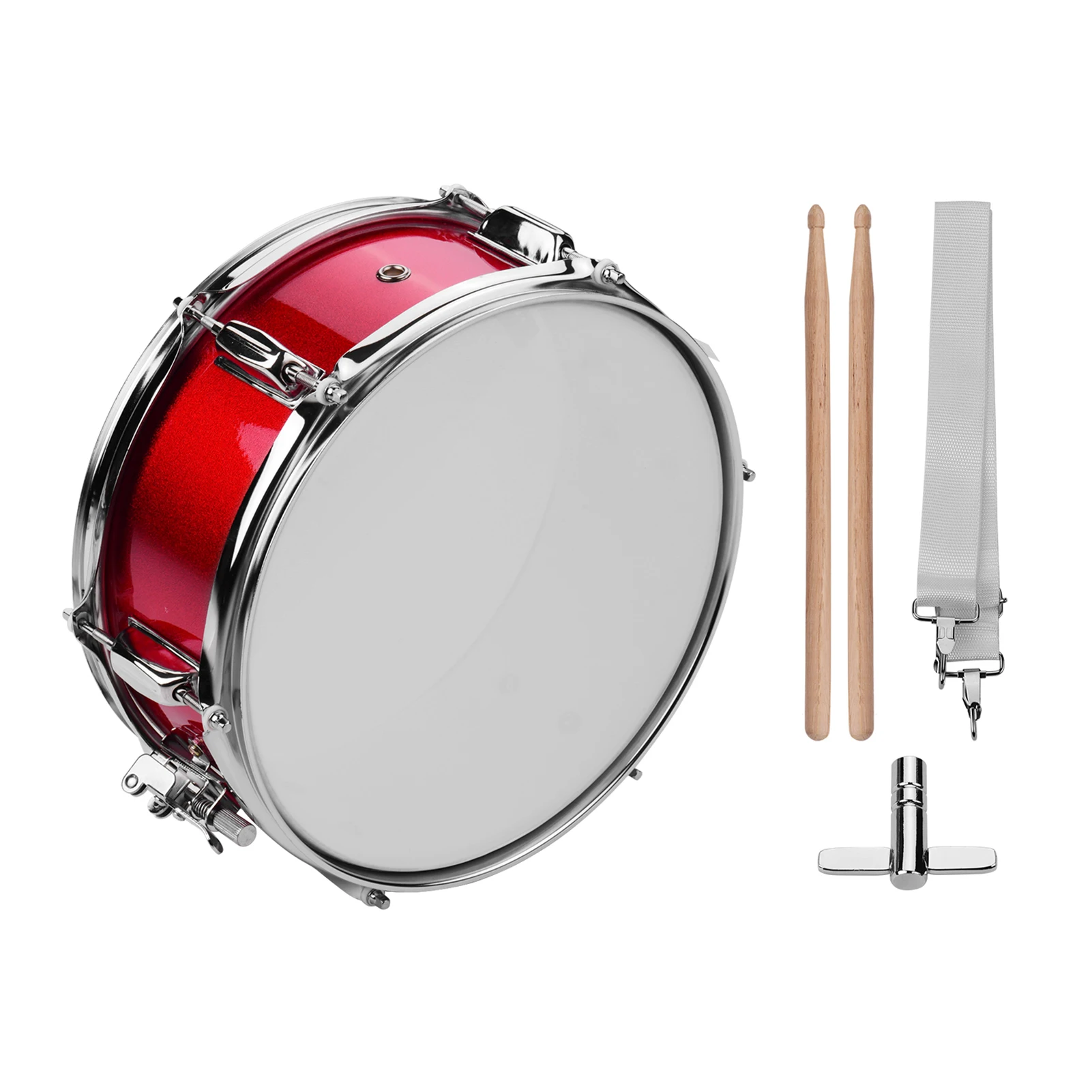 12inch Snare Drum Head with Drumsticks Shoulder Strap Drum Key for Student Band