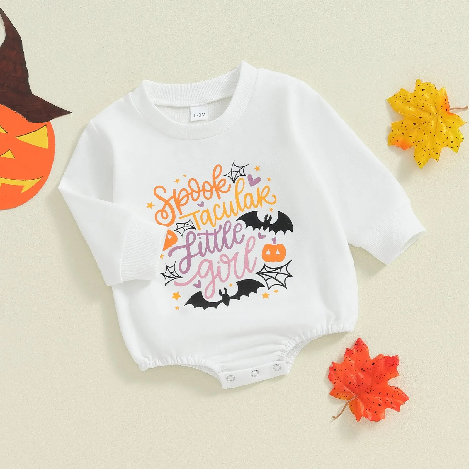 2024 Fashion Toddler Halloween Rompers Clothes for Boys Girls Letter Print Long Sleeve O-neck Sweatshirts Jumpsuits One-Pieces