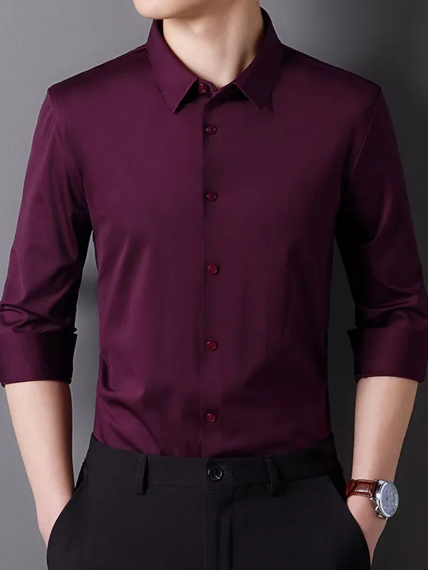 

Busin Sle Long Sve irt Men's Color Nylon High Elastici Non-Iron Spring New Sle Workwear Stand Fit