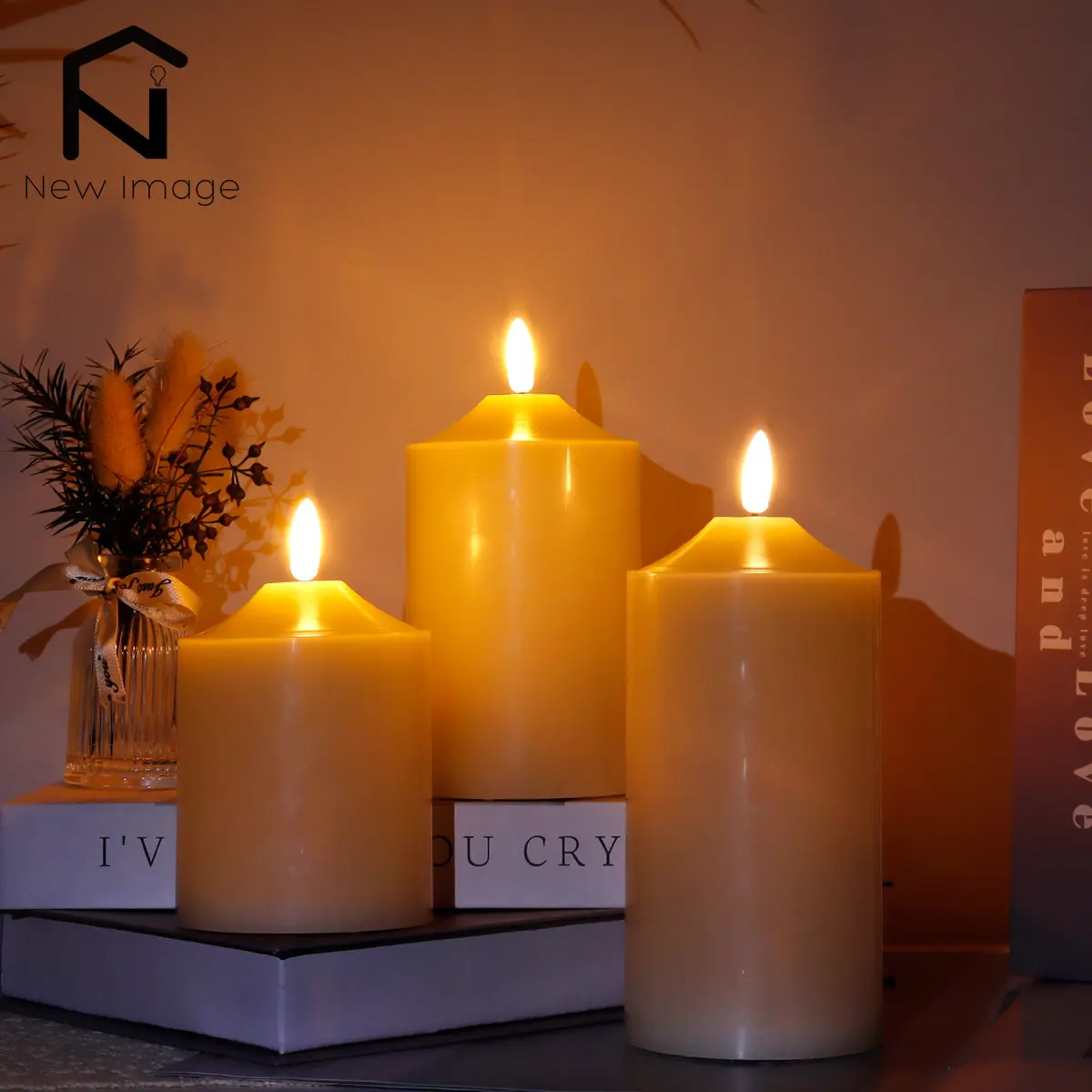 

3Pcs Flameless Candles Set Wax Battery Candle Pillars Flickering LED Candles Timers for Home Wedding Party Christmas Decoration