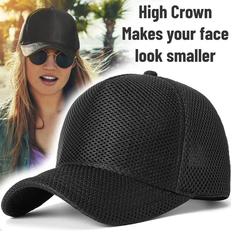 Breathable Golf Hat XXL Size High Crown Mesh Big Head Quick Dry Plain Mesh Baseball Cap Running Hats Sports Hats Men and Women