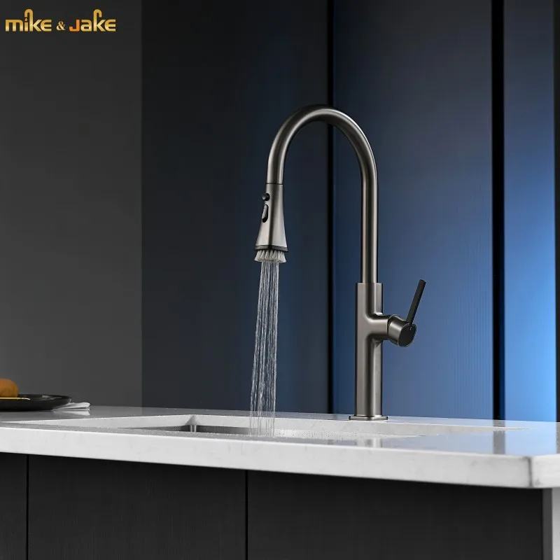 

Gunmetal kitchen faucet with brushhead Brass kitchen mixer hot and cold Kitchen water tap Pull out kitchen Faucets