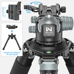 WEYLLAN CH55L 55mm Low Profile Heavy Duty Ball Head Lever Release Clamp Arca Swiss QR MLOK Rail Adapter for Camera Hunting 40kg
