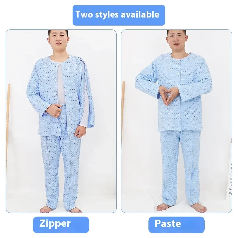 Ropa de Hospital para hombres, pantalones de lactancia, ropa para ancianos, ropa de descanso abierta completa, pijamas de algodón, rotura de cama,