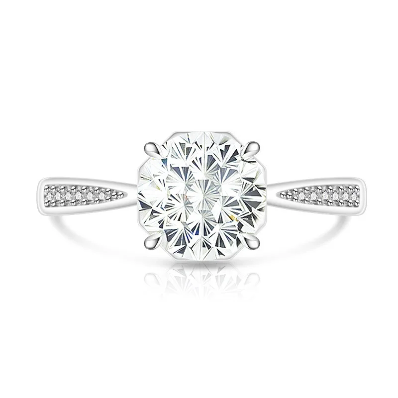 925 Sterling Silber Romantischer Millennium Cut Hochkarätiger Diamant Damen Eleganter Schlichter Ehering Liebhaber-Schmuck – Detail 5