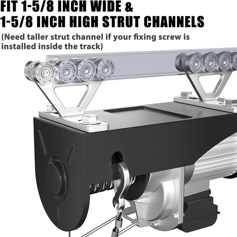 2Pcs Hoist Trolley for PA200-1000 Electric Hoist, 8 Wheels Trolley Assembly for Unistrut 1-5/8Inch Strut Channels