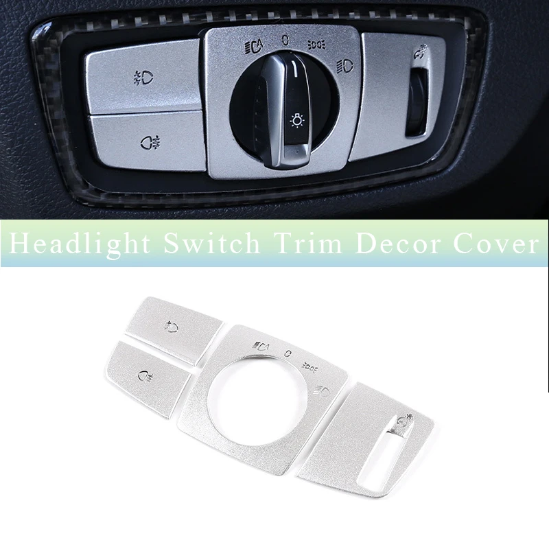 

Headlight Switch Trim Decor Cover Silver Metal For BMW 3series 2series 1series x5 x6