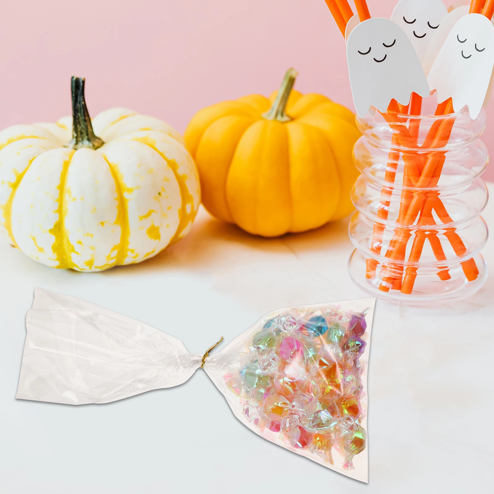 

100pcs Transparent Packaging Bag Foldable Candy Holder Bulk Packing Gift Wrapping Party Supplies Wedding Bridal Shower