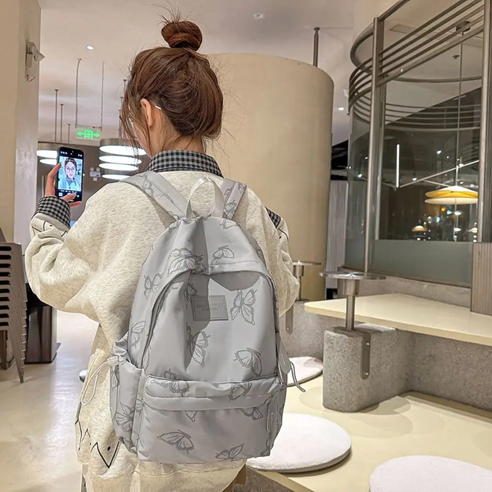 Waterproof Small Pack Butterfly Backpack Korean Style Solid Color Zipper Shoulder Bag Fitness Handbag Casual Backpack Outdoor