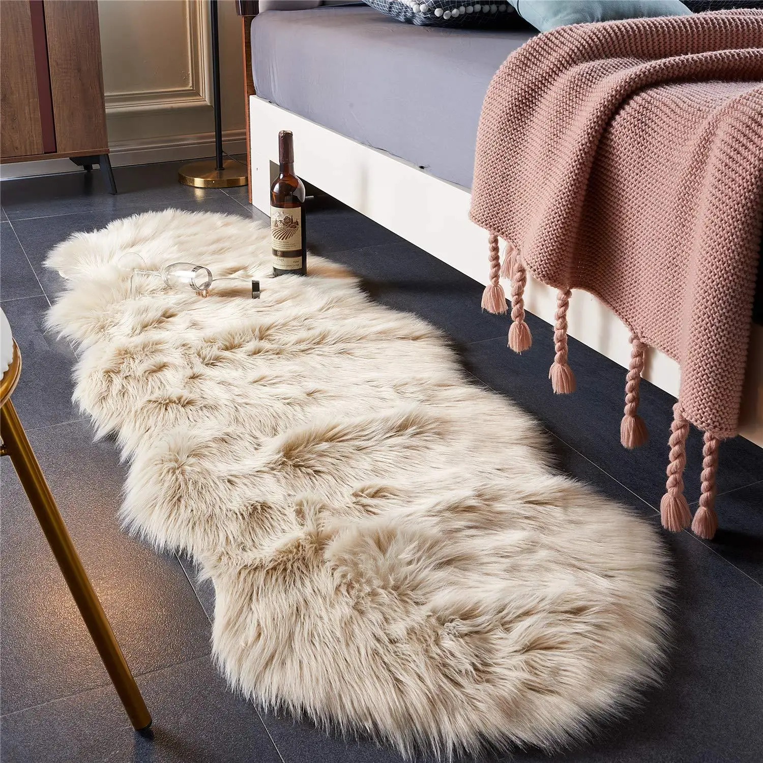 Long Plush Luxurious Carpet Artificial Sheepskin Rug Fur Fluffy Rugs for Living Room Bedroom Faux Wool Floor Mats Chair Cushion