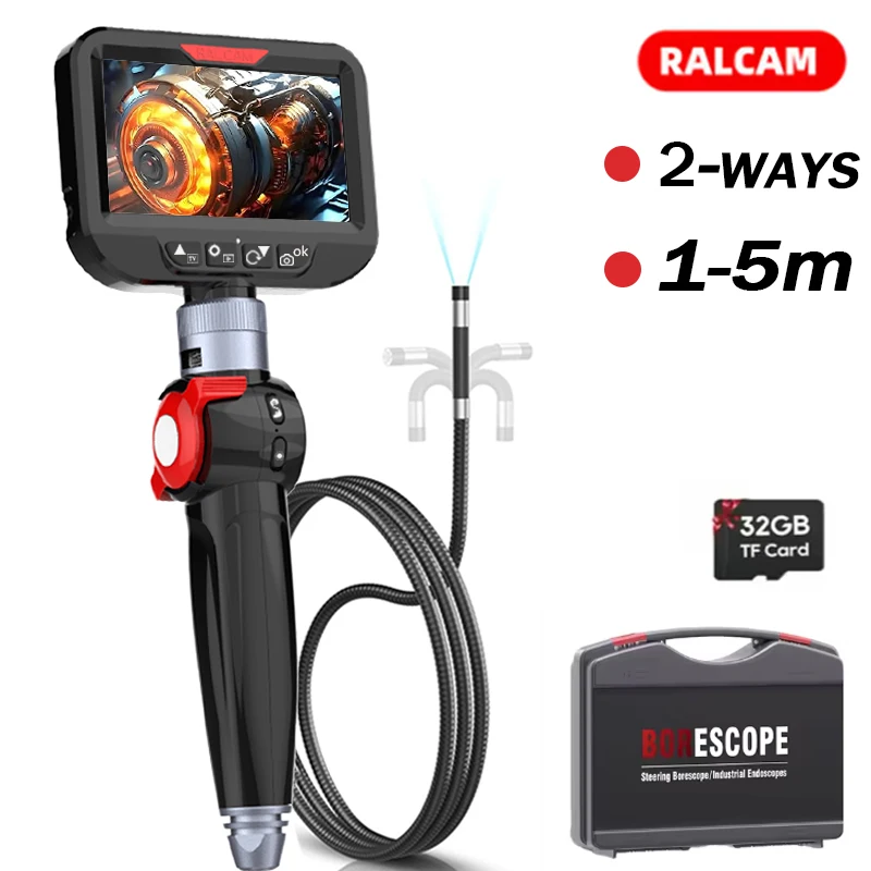 Ralcam Industrial Borescope,1-5M Cable Length, 6.2Mm HD Digital Borescope, Suitable for Automotive Repair, Pipeline Repair