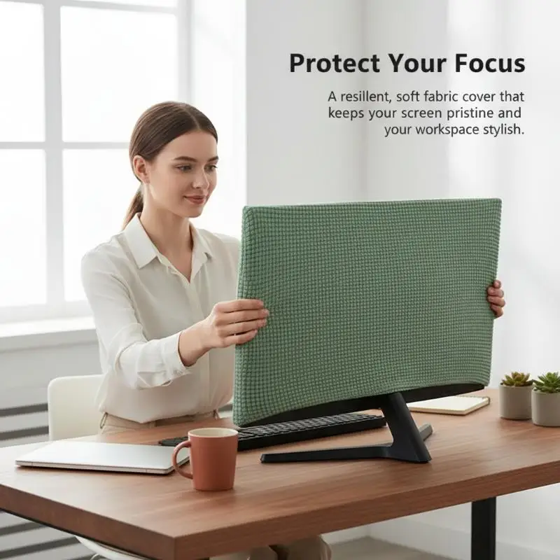 Fabric Dustproof Computer Screen Sleeve Fits 19-37 inch Monitors Ideal for Clean Work Environment