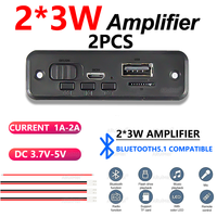 2PCS 2x3W Bluetooth 5.0 Mini Amplifier Board with Black Case for FiiO Player, Portable Speaker, DC 3.7-5V USB Power