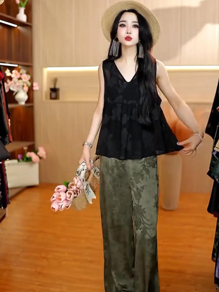 Casual Versatile Simple Faionable Svel Top Women's oulder Bared Vest Summer Design Sense Commute Sle Straight Cut