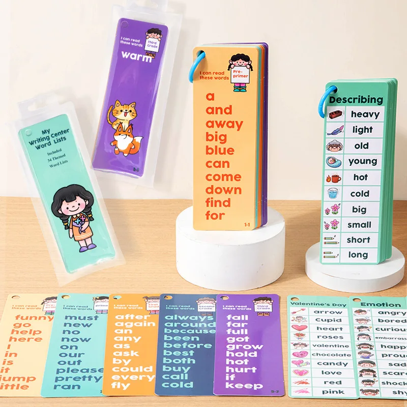 Kids English Cognitive Learning Card Creative Bookmark Page Cartoon Student Graphic Word Card Vocabulary Card Educational Toys