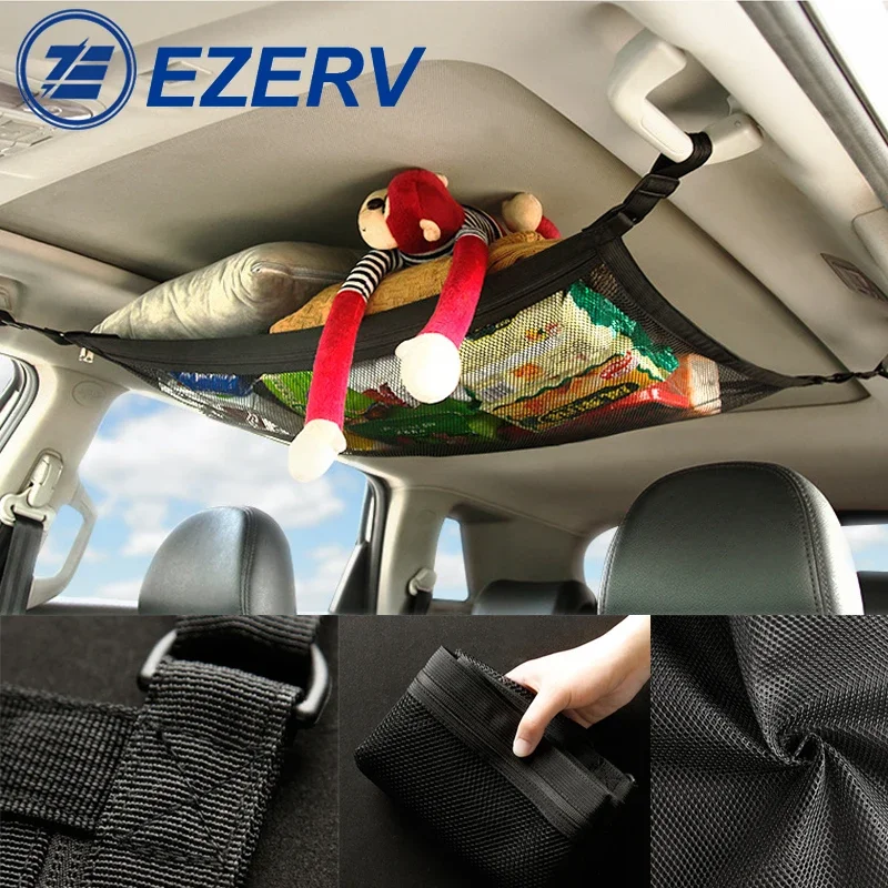 Car Net Pocket Storage Ceiling Roof Cargo  in The Trunk Interior Bag For Auto Container Universal Multifunction Accessories