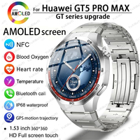 2025 New Watch GT 5 PRO Smart Watch Men HD 360*360 AMOLED Screen Bluetooth Call GPS NFC Heart rate Waterproof Women Smartwatches