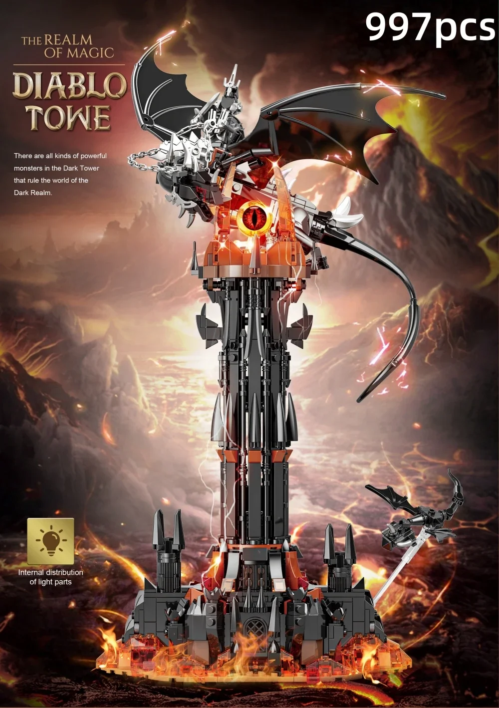 

997 шт. Moc-Lord Movie RinModel the Fell Beast Magic Tower, строительные блоки, крепость, замок, креативная сборка, кирпичи, подарок для детей