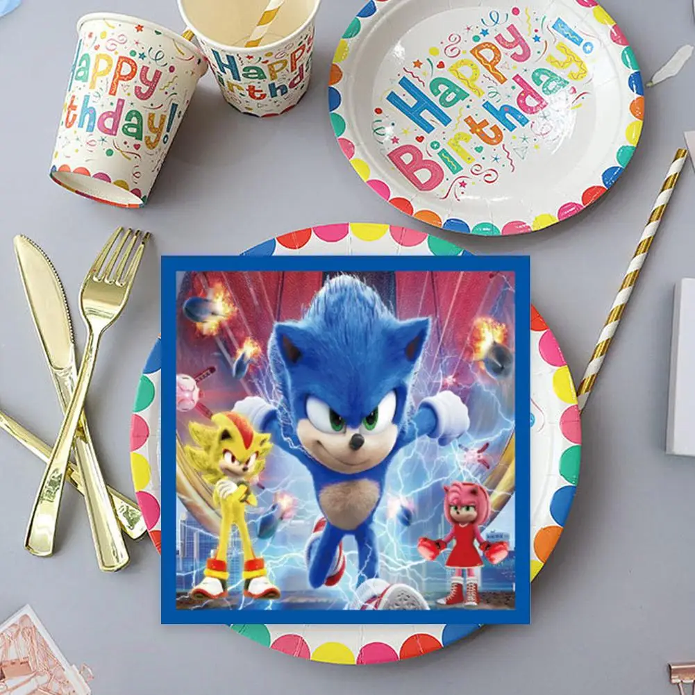 

Набор для тематической вечеринки Blue Cat Sonic: одноразовые столовые приборы, бумажные тарелки, стаканы, салфетки для дня рождения мальчика, украшения для детского праздника