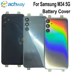 For Samsung Galaxy M34 5G SM-M346B Glass Battery Cover Hard Back Door M346 Rear Lid Case Housing With Camera Lens