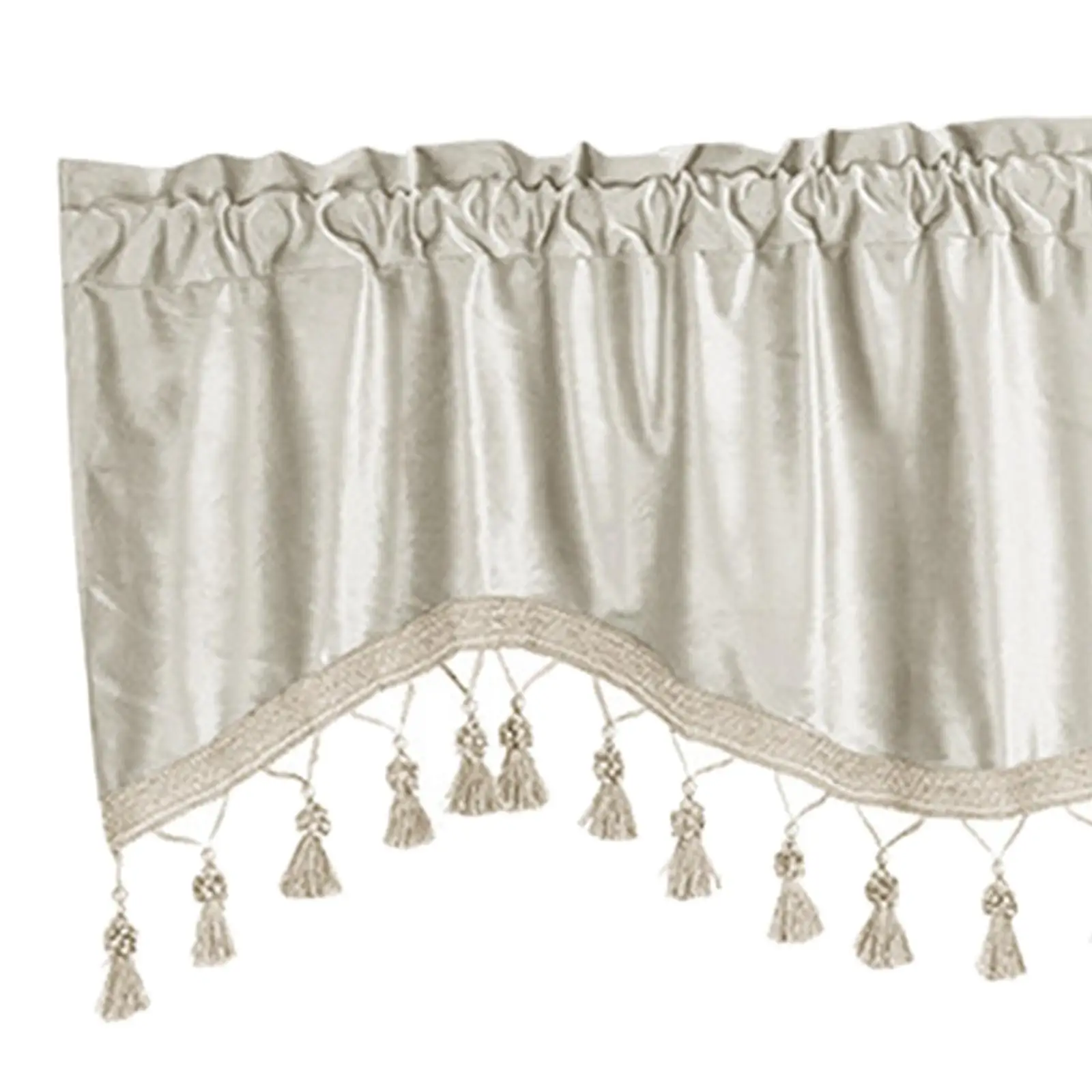 Window Curtain Panels Short Flannel Tassel Valance Breathable Semi Sheer Drapes for Bedroom Living Room