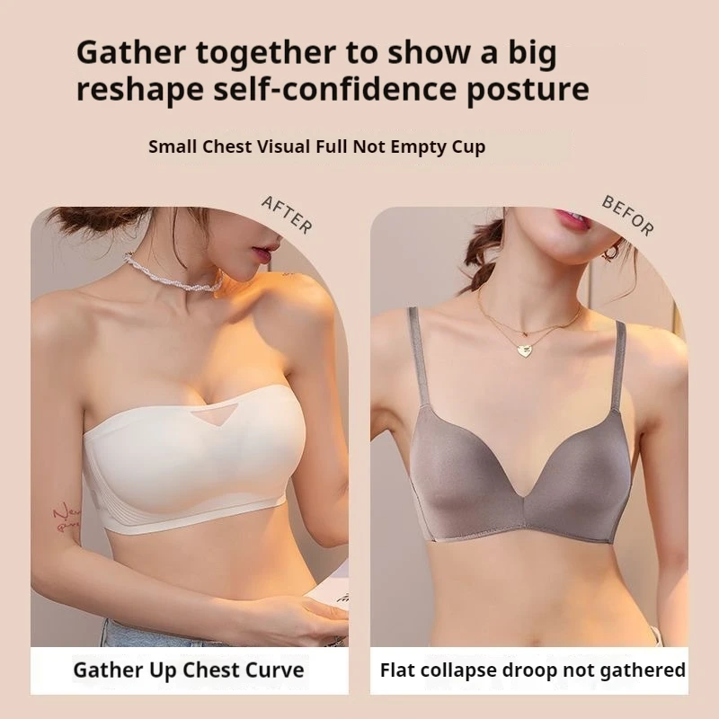 New seamless strapless intimates for women invisible beautiful back non-slip chest-wrapped small breasts push-up