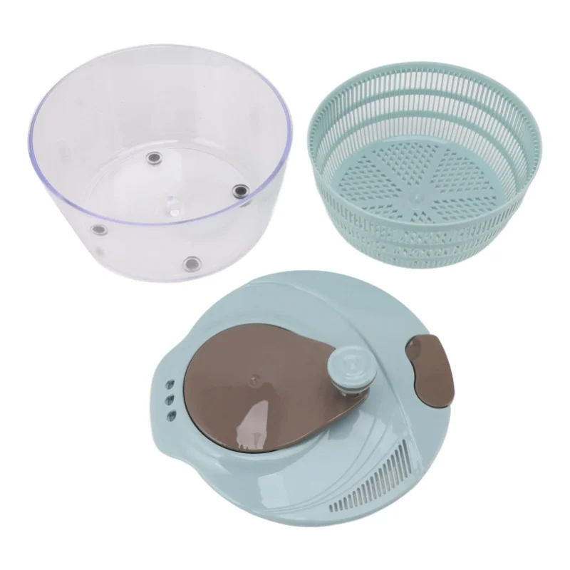 Blue Salad Spinner, Plastic Vegetable Washer & Colander, Fruit Dehydrator Drain Basket for Fitness Meal Prep