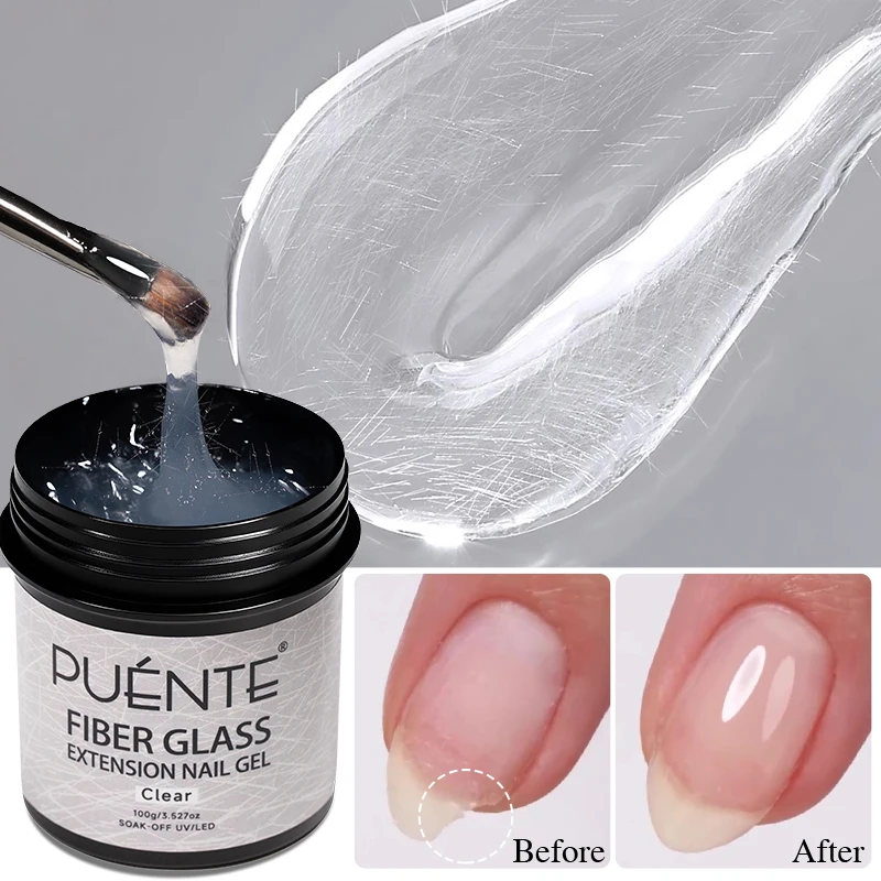 

PUENTE 100 г прозрачный быстродействующий гель-лак для наращивания из стекловолокна для наполнения и ремонта сломанных ногтей, замачиваемый УФ-гель-лак для ногтей