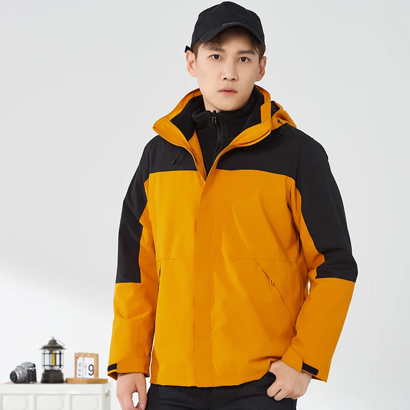 

Men's Winter Outdoor Fashion Trend Sports Casual Windproof and Warm Jacket for Couples Three in One Detachable Breathable Jacket