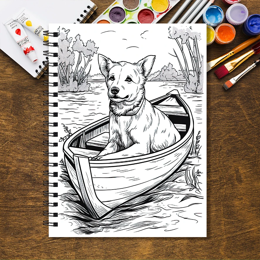 Lively Dogs Adult Coloring Book - 8.3x 11.2 Inch 32 Page Coloring Book - Helps Reduce Stress and Ease Emotions
