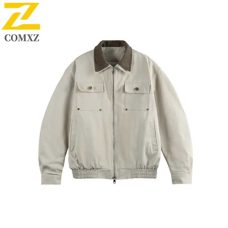 

COMXZ Повседневная мужская куртка с воротником-стойкой, удобное мотоциклетное пальто для езды на велосипеде на открытом воздухе, городская уличная стильная легкая осенняя новая одежда