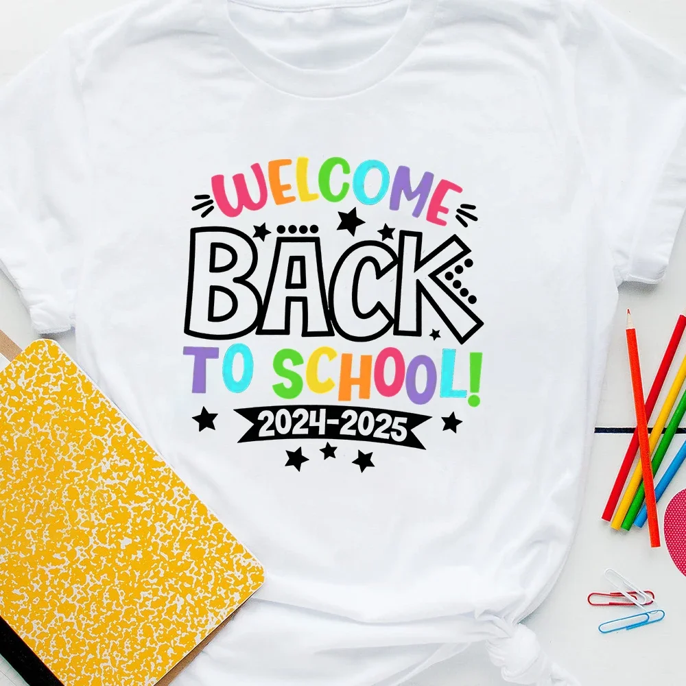 Welcome Back To School 2024-2025 Shirt Funny Teacher Shirts Gift for Teachers Kindergarten Teacher's Top Tees School Tee