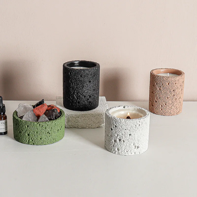 

Creative Black Hole Texture Straight Cylinder Cement Scented Candle Cup Household Indoor Fresh Air Candle Decoration Home Decor