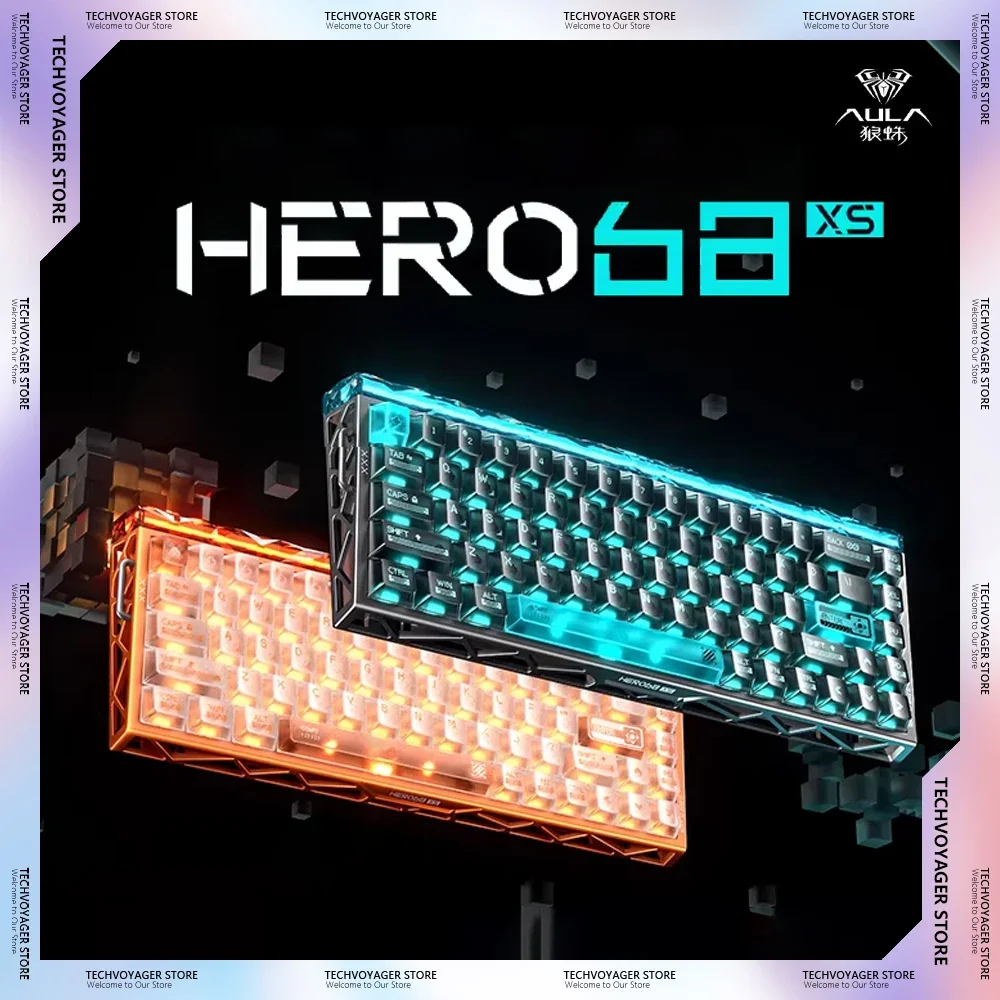 AULA HERO68XS Magnetic Switch Mechanical Keyboard Hollow Out Low Delay Custom Wireless Tri-Mode Gaming Keyboard PC E-Sports Gift