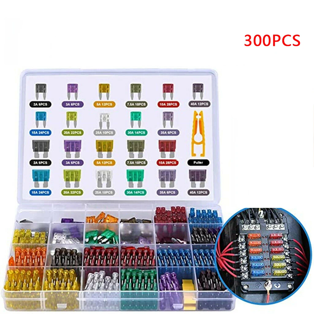 300pcs 5/7/10/15/20/25/30A Fuse Car Blade Fuse Assortment Assorted Kit Mini Small Size Blade Set Auto Truck Automotive Fuse