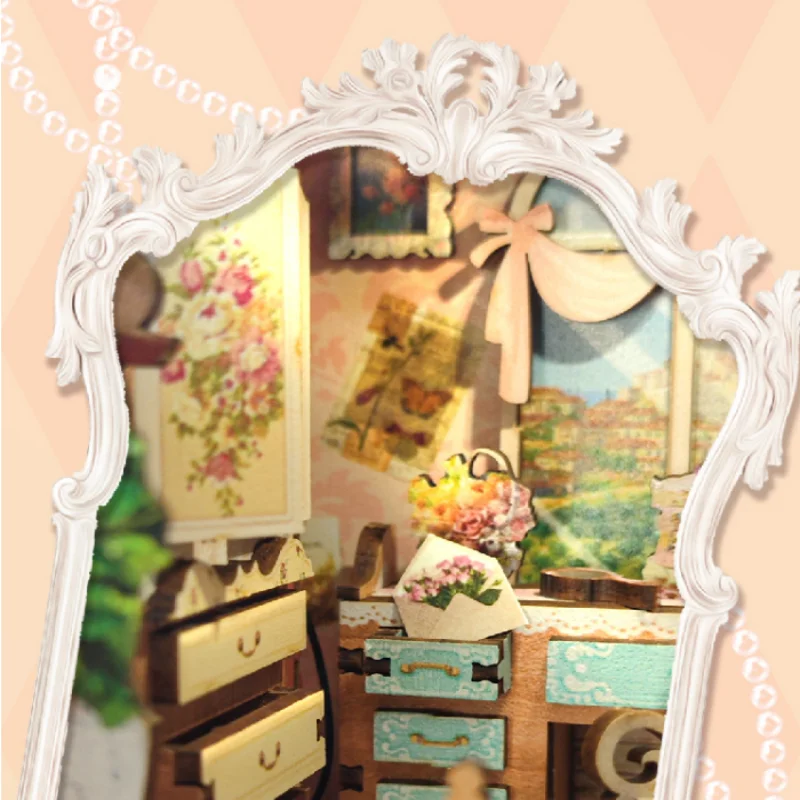 OUZEY ชุดประกอบบ้านไม้จิ๋ว 3 มิติ สไตล์ชนบท ของขวัญสุดเก๋สำหรับวัยรุ่น