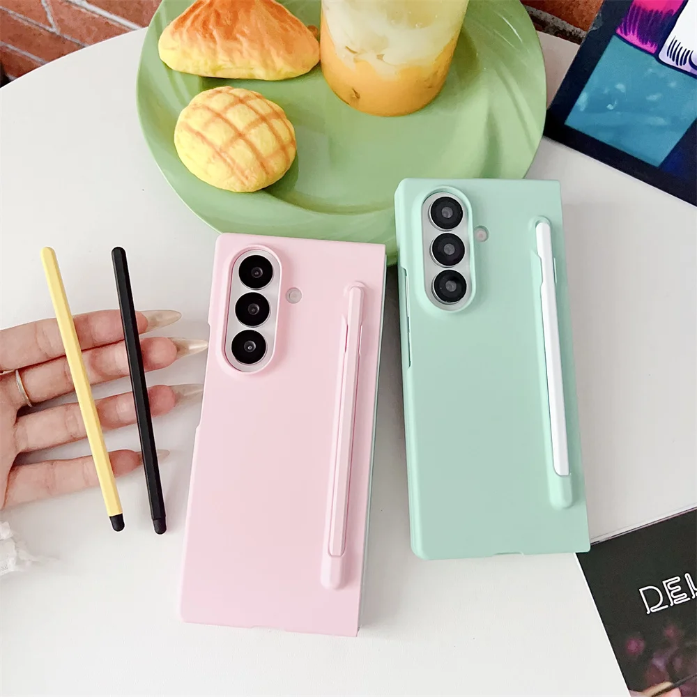 With S Pen with Pen Slot Matte PC Shockproof Phone Case for Samsung Galaxy Z Fold 7 6 5 4 3 Fold7 for Samsung Z Fold 7 6 Cover
