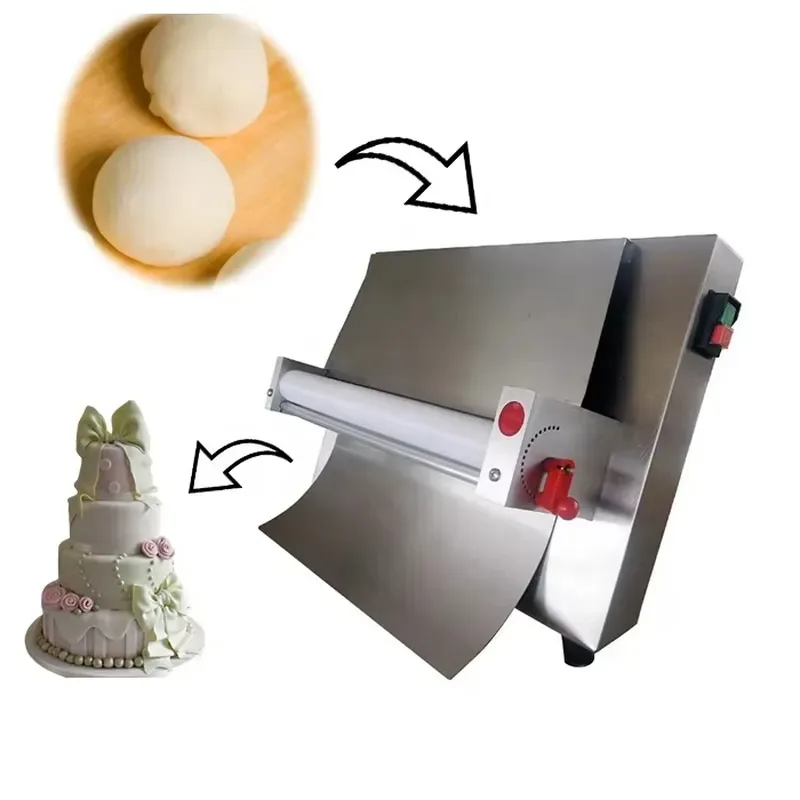 Commercial Pizza Dough Sheeter Machine Pizza Base Flattening Press Dough Roller for Restaurant