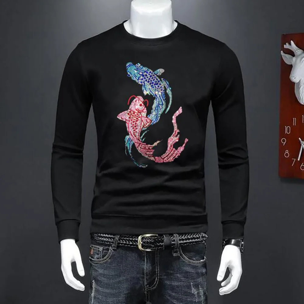 Rhinestone Hoodie Fashion Men Fashion Designer Sweatshirt Men's Pullover Hot Sale