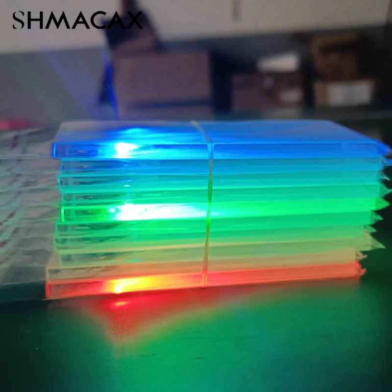 1PC DIY Gift For Boyfriends Dady Gift Led Blank Acrylic Glowing Business Card Light Transparent Name Tag Board Battery Power