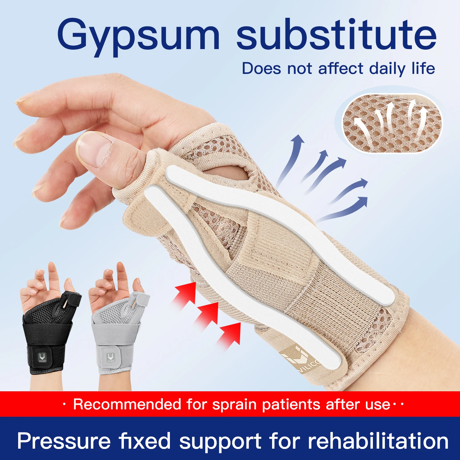 Flexible Splint Wrist Thumb Support Brace for Tendonitis Arthritis Breathable Thumb Protector Guard Fits Right and Left Hand